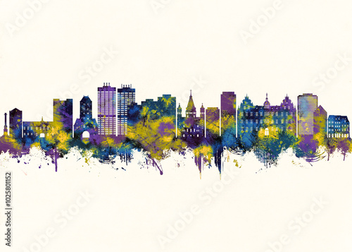 Obraz na płótnie Mainz City Skyline. Cityscape Skyscraper Buildings Landscape City Downtown Abstract Landmarks Travel Background Modern Art Architecture Business Building Corporate w salonie