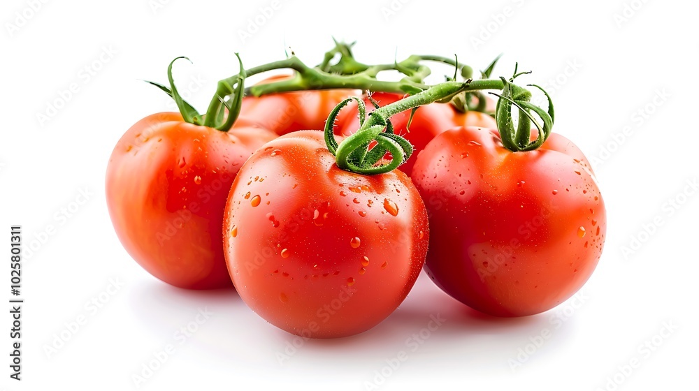 Tomatoes on the vine isolated on white background Tomatoes on the vine isolated on white background