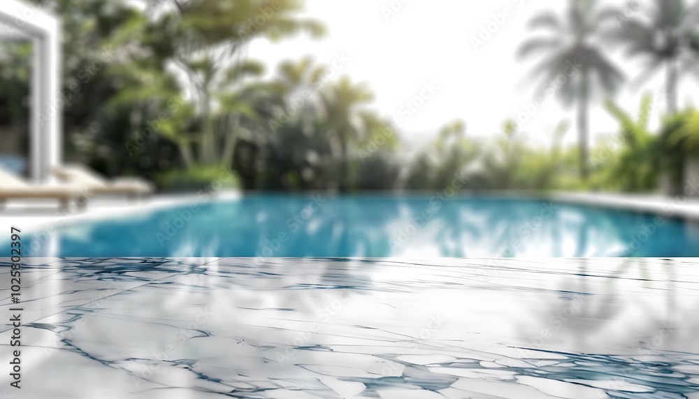 Wooden table in swimming pool with blurred background Wooden table in swimming pool with blurred background