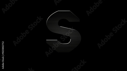 Metallic Letter S on Black Background