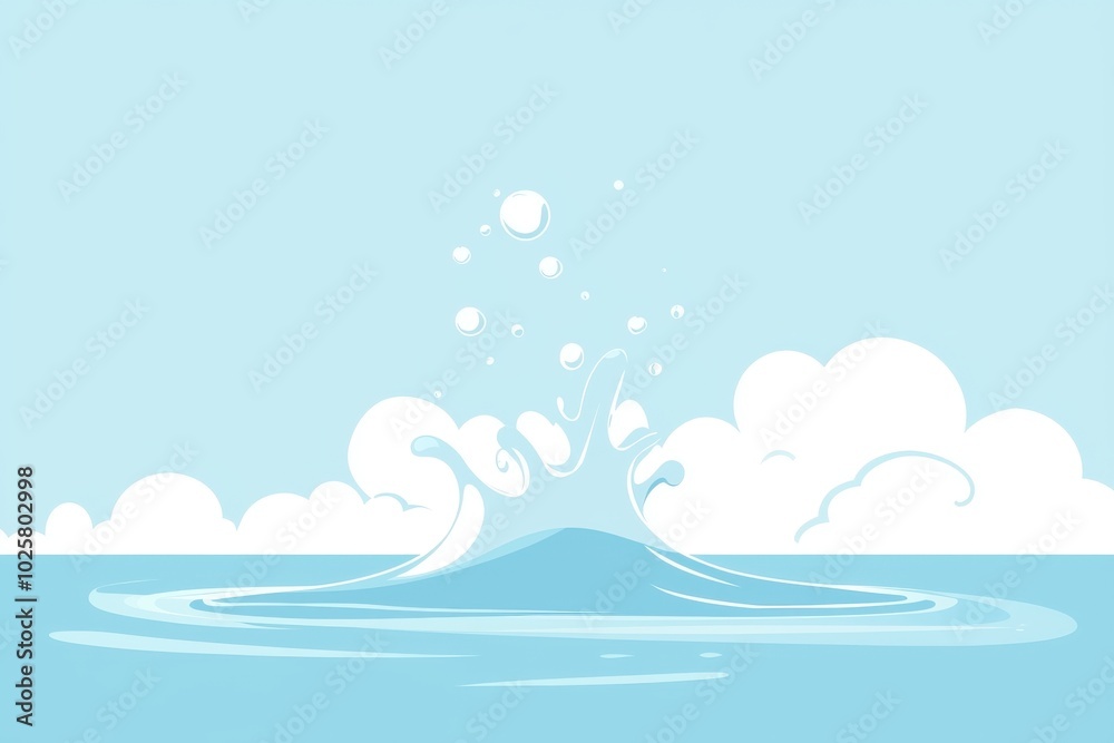 A serene ocean wave splashes against a bright blue sky, evoking tranquility and the beauty of nature in a minimalist style. A serene ocean wave splashes against a bright blue sky, evoking tranquility and the beauty of nature in a minimalist style.