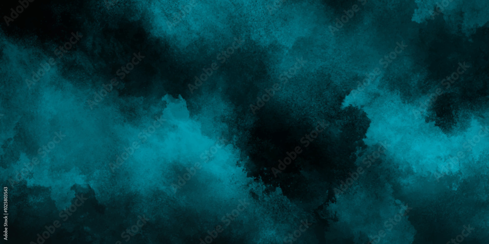 Obraz premium abstract cloud and vapor texture background. Black and blue smoke aquarelle smudge illustration smooth grungy smokey light pastel colors ink glow. Teal color powder explosion . 