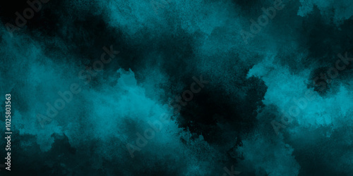 abstract cloud and vapor texture background. Black and blue smoke aquarelle smudge illustration smooth grungy smokey light pastel colors ink glow. Teal color powder explosion .	

