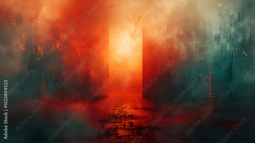 Red and Green Grunge Background with Smoke and Light Red and Green Grunge Background with Smoke and Light