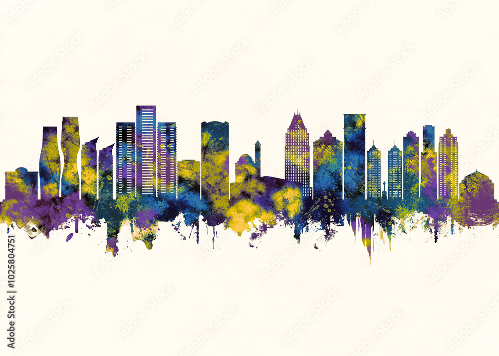 Obraz premium Mississauga City Skyline. Cityscape Skyscraper Buildings Landscape City Downtown Abstract Landmarks Travel Background Modern Art Architecture Business Building Corporate