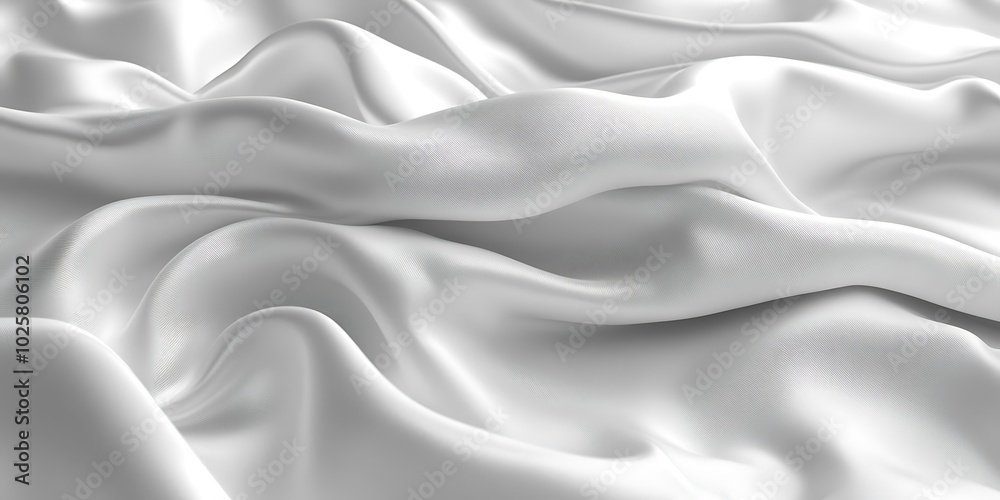Fototapeta premium Smooth, flowing white fabric texture with soft folds.