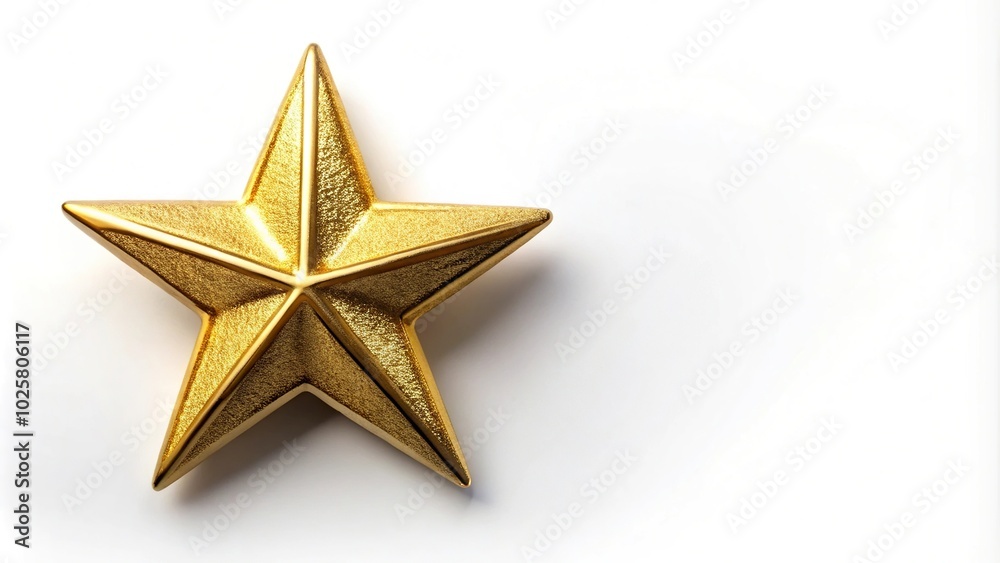 Fototapeta premium Close-up shot of gold star decoration on a plain white background