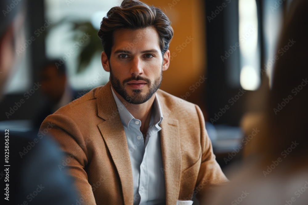 A handsome businessman in a mental health awareness campaign, speaking at a seminar, wearing business casual attire, and promoting emotional well-being at the workplace A handsome businessman in a mental health awareness campaign, speaking at a seminar, wearing business casual attire, and promoting emotional well-being at the workplace