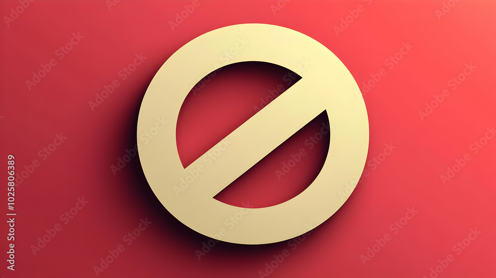 Gold No Symbol on Red Background Creates Dramatic Contrast and Impact. Gold No Symbol on Red Background Creates Dramatic Contrast and Impact.