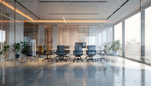 Wallpaper Mural Contemporary office interior with glass walls Torontodigital.ca