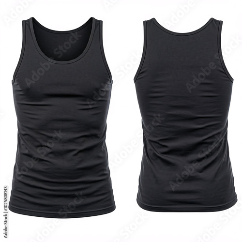 black tank top mockup front and back view