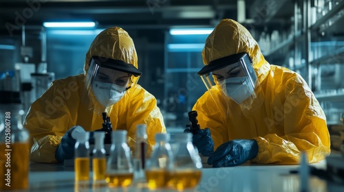 Scientists in Hazmat Suits Conducting Laboratory Experiments