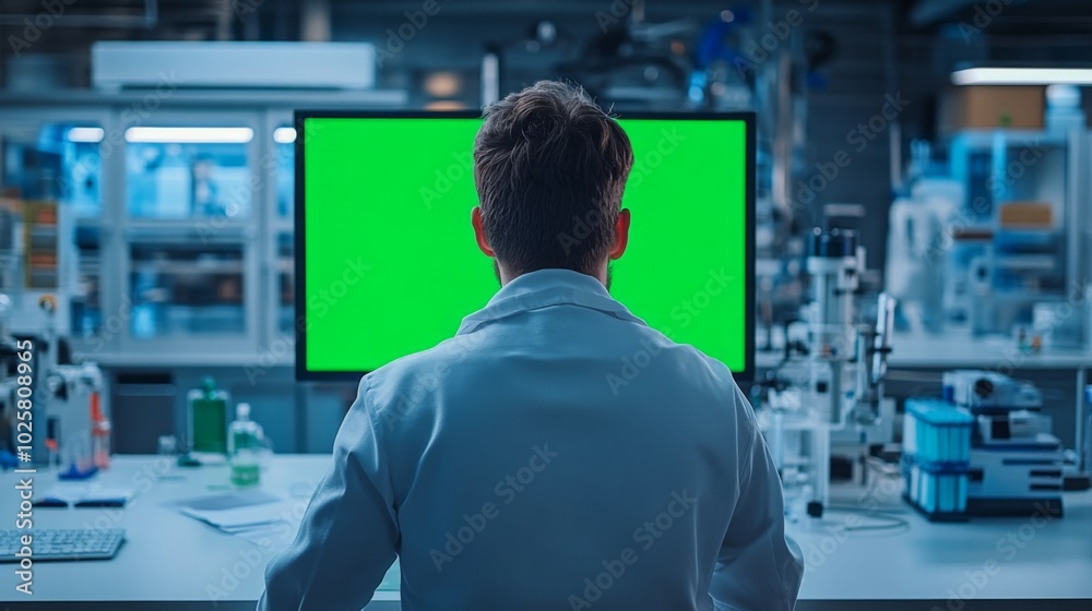 Scientist in Modern Laboratory with Green Screen Scientist in Modern Laboratory with Green Screen