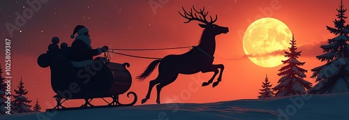 santa's sleigh silhouette