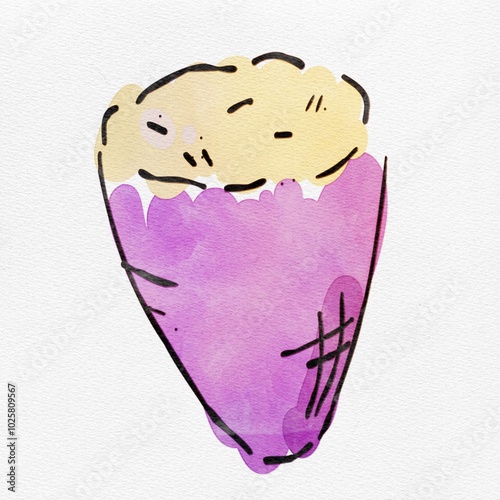 水彩 秋を彩る、さつまいものおしゃれな手描きイラスト