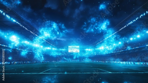 Futuristic Soccer Stadium at Night