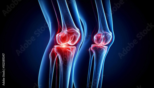 Realistic X-Ray Image Highlighting Knee Joint Pain photo