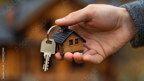 Bank officer or house seller agents giving house key after a successful house purchase agreement