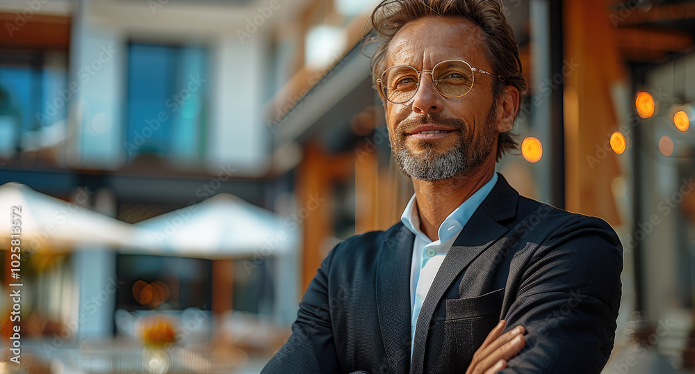 Happy architect dressed black modern style. Happy architect dressed black modern style.