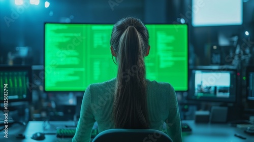 Woman in Cybersecurity Command Center