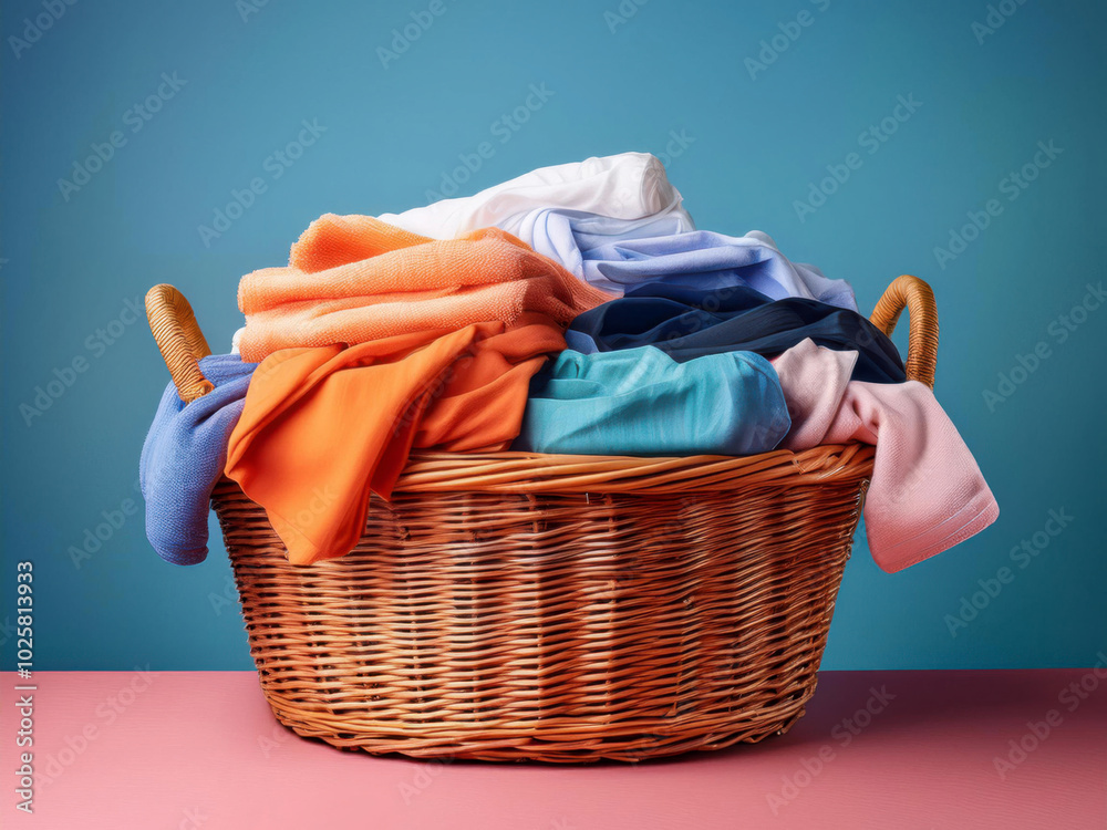 laundry basket with a pile of clothes laundry basket with a pile of clothes