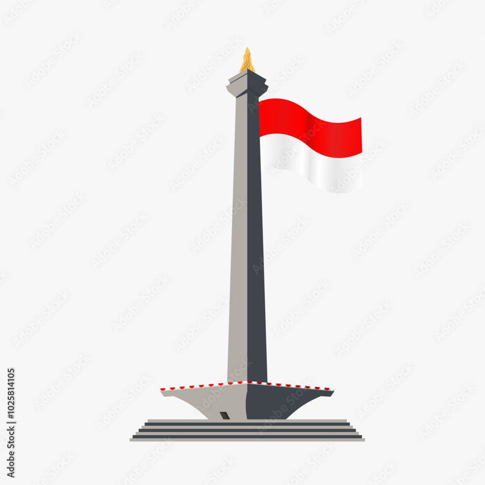 Fototapeta premium Tugu Monas Monumen Nasional Indoneisa Vector Image And Illustration