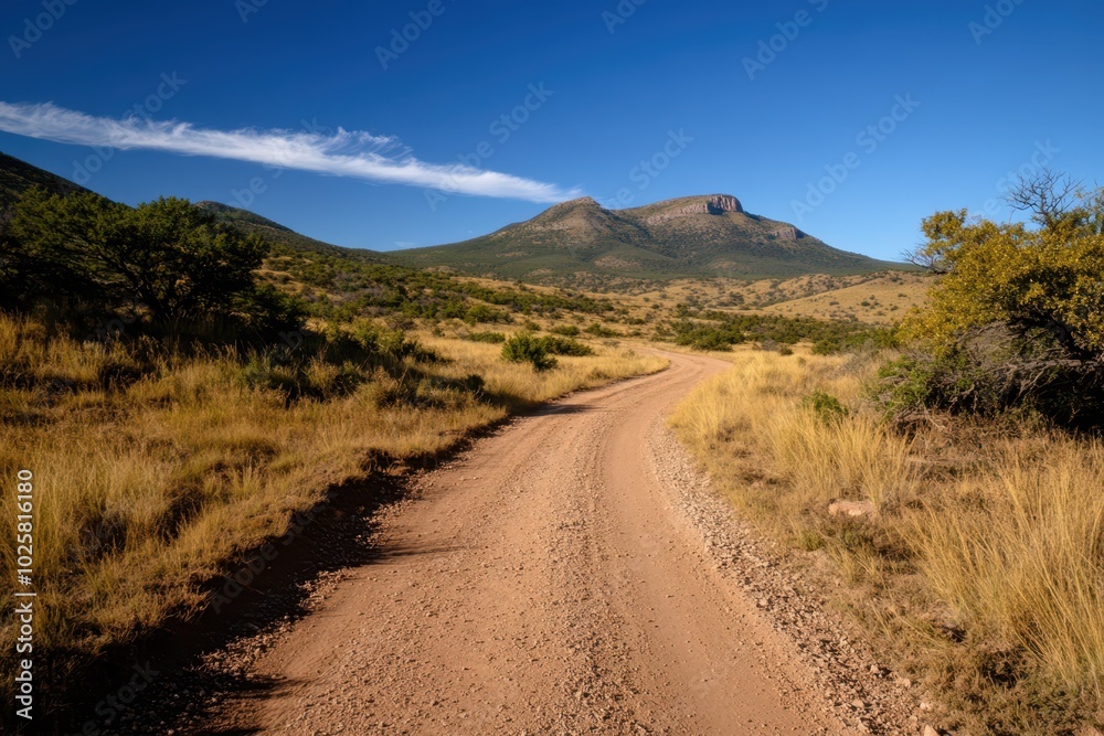a dirt road in the middle of a desert with mountains in the background a dirt road in the middle of a desert with mountains in the background