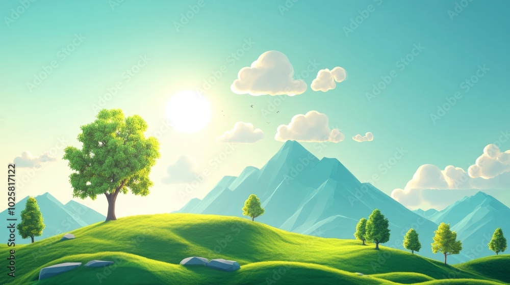 Obraz premium Serene Mountain Landscape