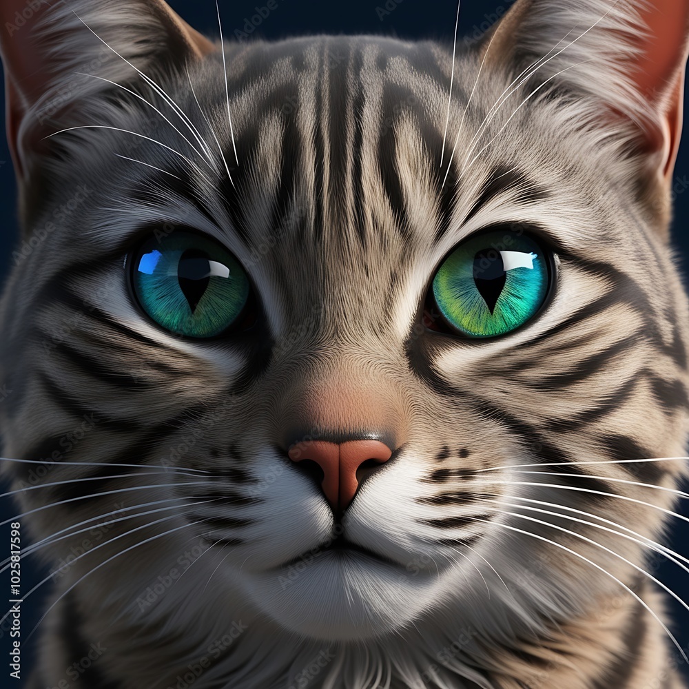A Gray Cat with Blue Green Eyes
