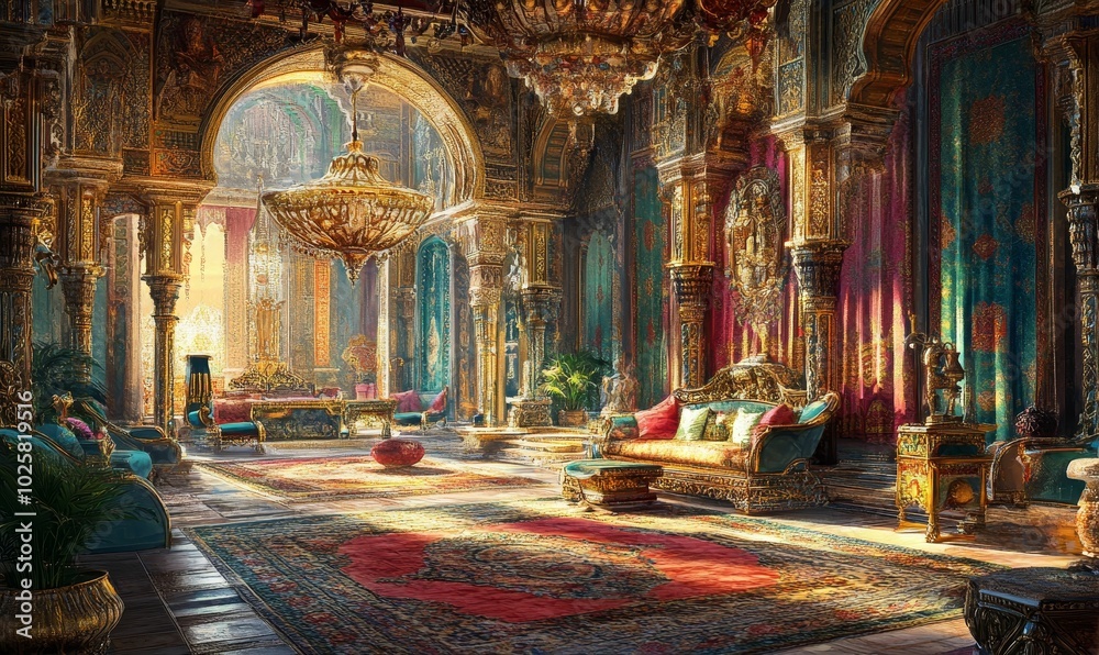 Obraz premium Ornate palace interior with gold accents.