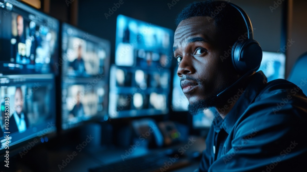 Man Working in Security Operations Center