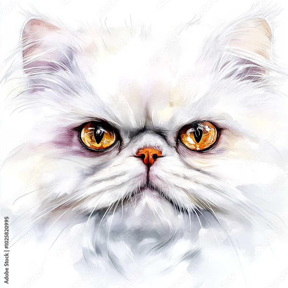 watercolour kitten on a white background