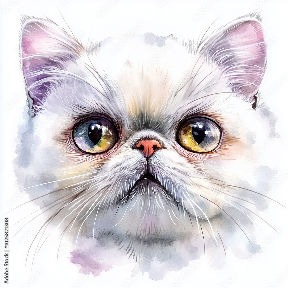 Fototapeta premium watercolour kitten on a white background