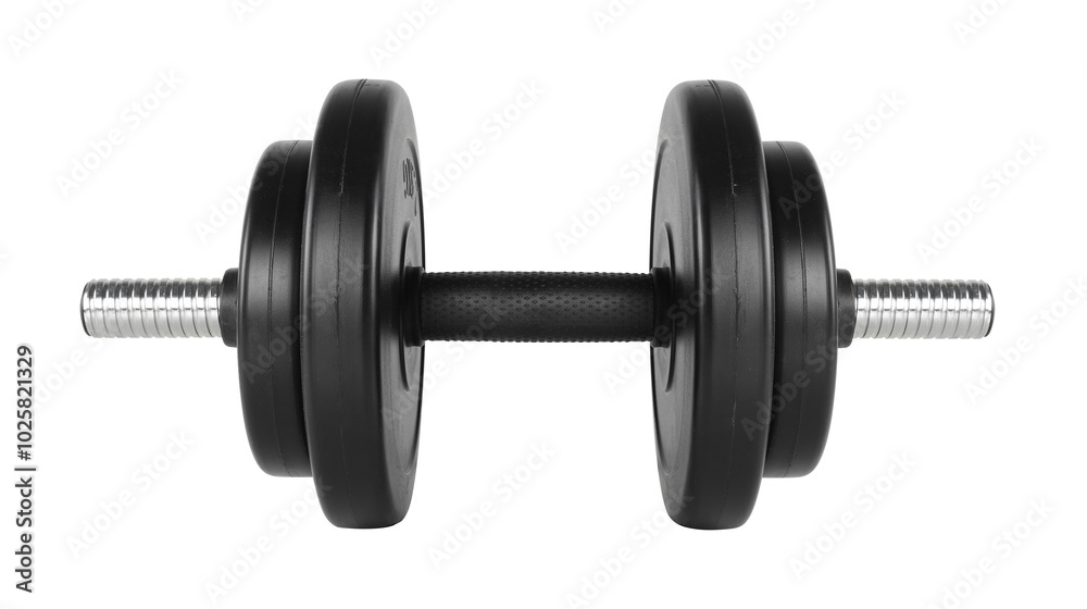 Sport and fitness - Front view Dumbbell with four weights. Isolated Sport and fitness - Front view Dumbbell with four weights. Isolated