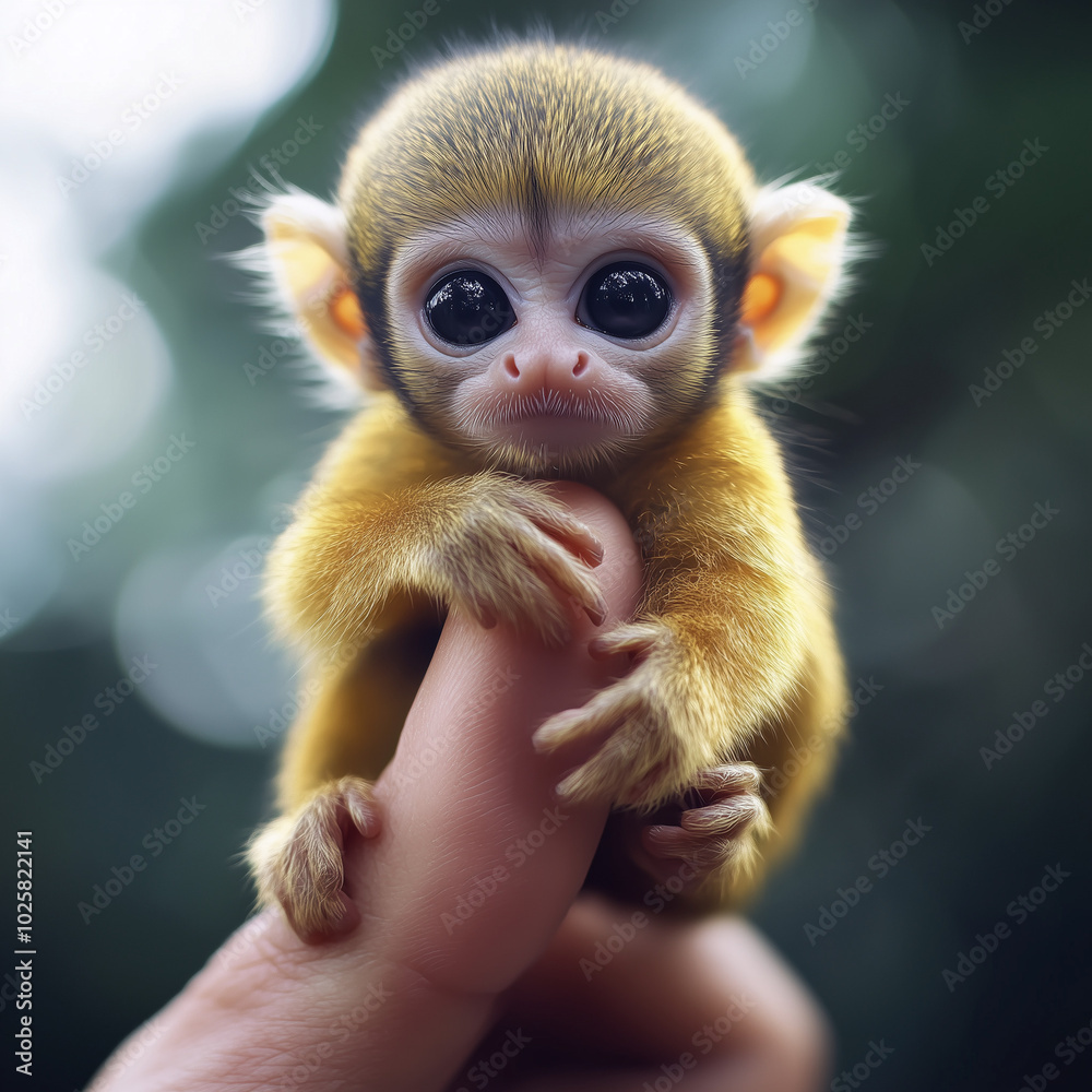Obraz premium A little monkey sitting on a hand
