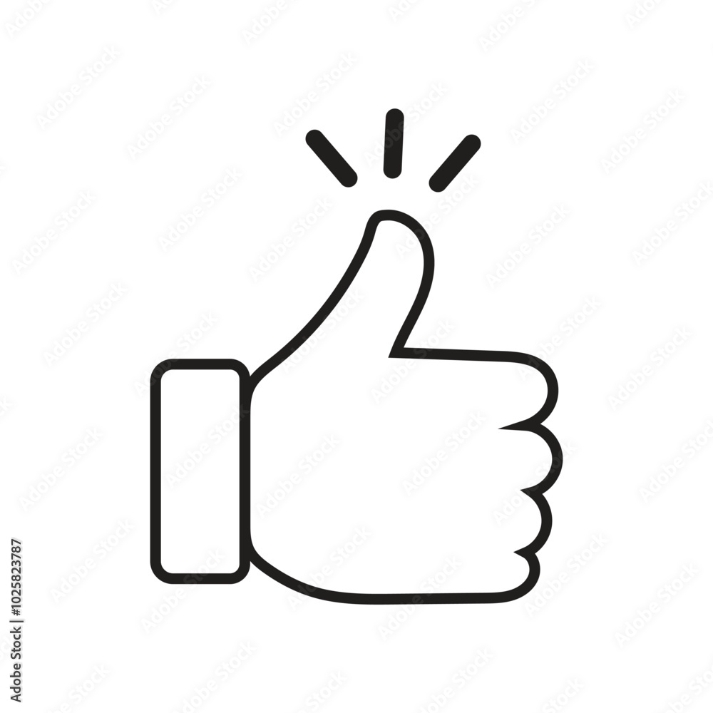 Thumbs up and like sign editable stroke outline icon isolated on white background flat vector illustration. Thumbs up and like sign editable stroke outline icon isolated on white background flat vector illustration.
