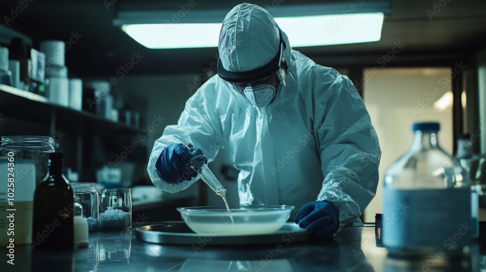 Scientist Conducting Experiment in Laboratory Scientist Conducting Experiment in Laboratory