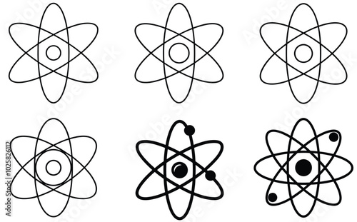 Atom Icon Silhouette Vector Set - Download Science, Chemistry, and Physics Themed Vectors