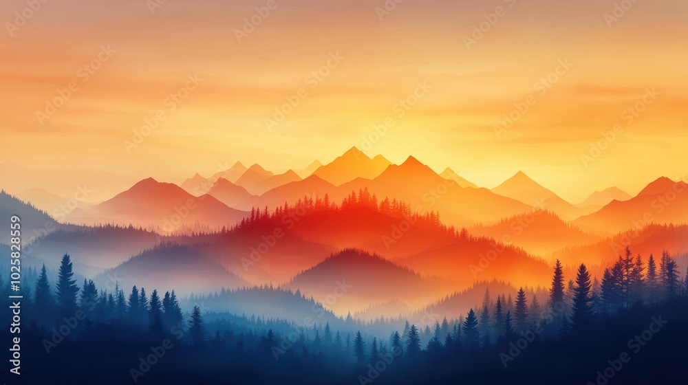 Fototapeta premium Majestic Mountain Landscape at Sunset