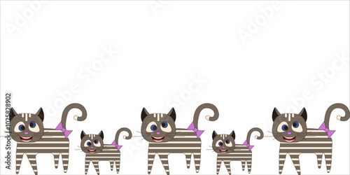 Weird cat Frame template design isolated white background. Trippy cat border can used mail design. Vector for childrens's web site discord banner . EPS 10