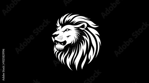 Wallpaper Mural A white lion head silhouette against a black background, a symbol of power and strength. Torontodigital.ca