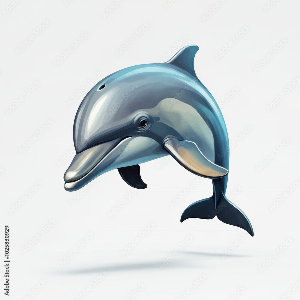 Fototapeta premium Graceful dolphin leaping in clean digital ocean