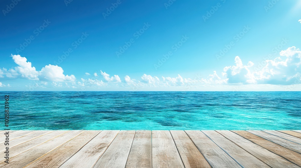 Fototapeta premium Calm Ocean View Under Blue Sky and Gentle Waves