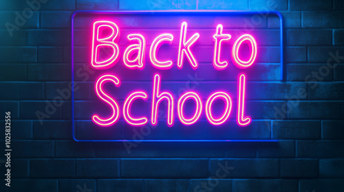 A neon sign with the words "Back to School" in a stylish outline font. The sign is perfect for decorating a school or classroom, and it would look great with glowing neon lights.