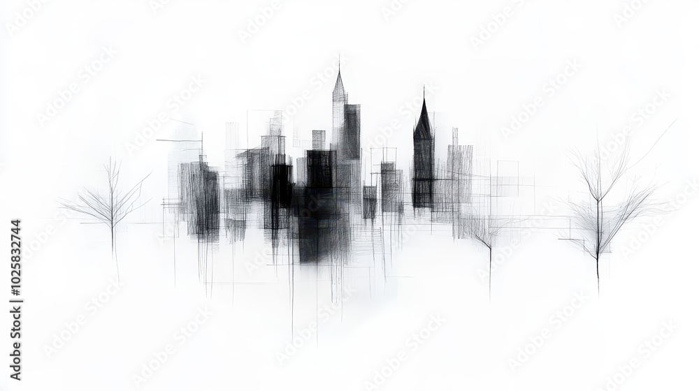 Obraz premium Handcrafted Sketch of Urban Landscape