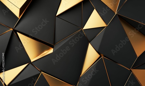 Gold and black geometric shapes.