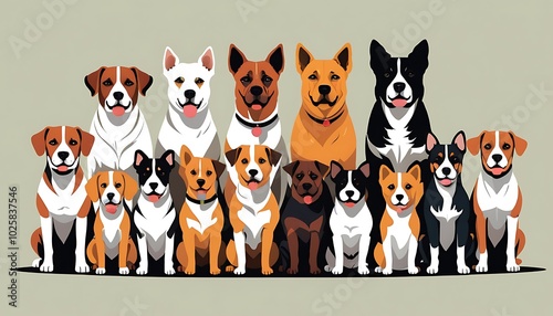 Real dog animal group illustration vector art image, background solid color. ganarated by ai image photo