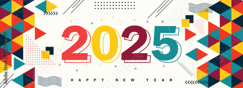 Happy New year 2025 geometric Background illustration vector