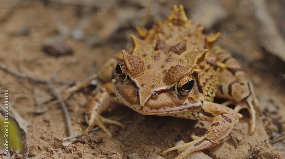 Naklejka premium Spiny-Headed Frog with Brown and White Patterns