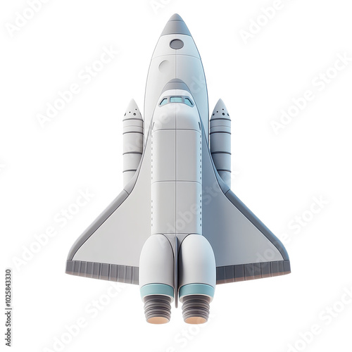 PNG space shuttle 3d icon, cartoon style minimal on transparent, isolate on white background